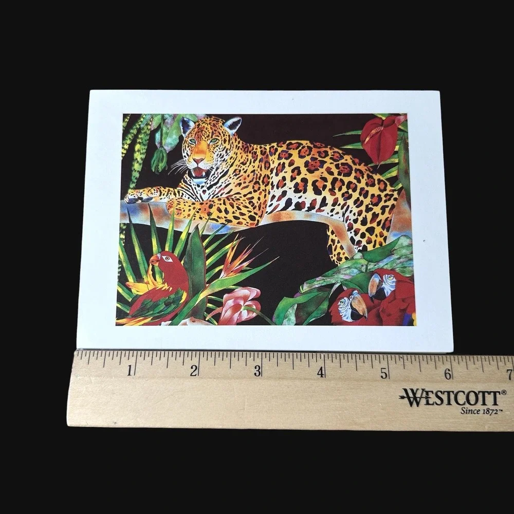 Vintage 1990 Barbara Wallace AMNH Wildlife Greeting Cards Set of 4 Leopard Zebra